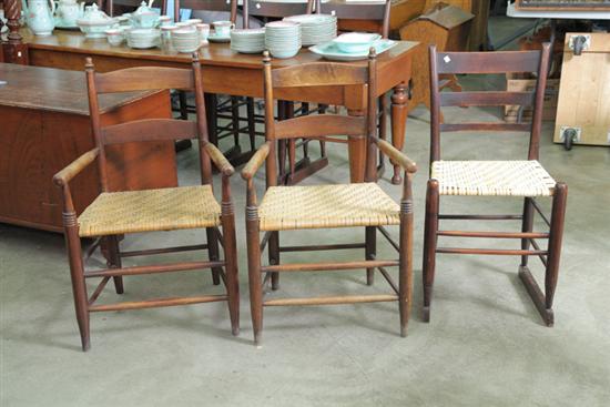 EIGHT LADDERBACK CHAIRS.