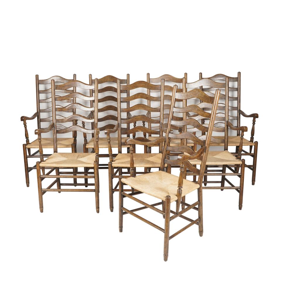 EIGHT LADDERBACK DINING