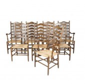 EIGHT LADDERBACK DINING ARMCHA
