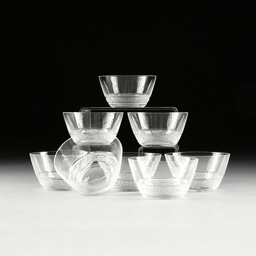 EIGHT LALIQUE DESSERT BOWLS, IN THE