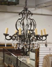 EIGHT-LIGHT BRONZE AND CRYSTAL