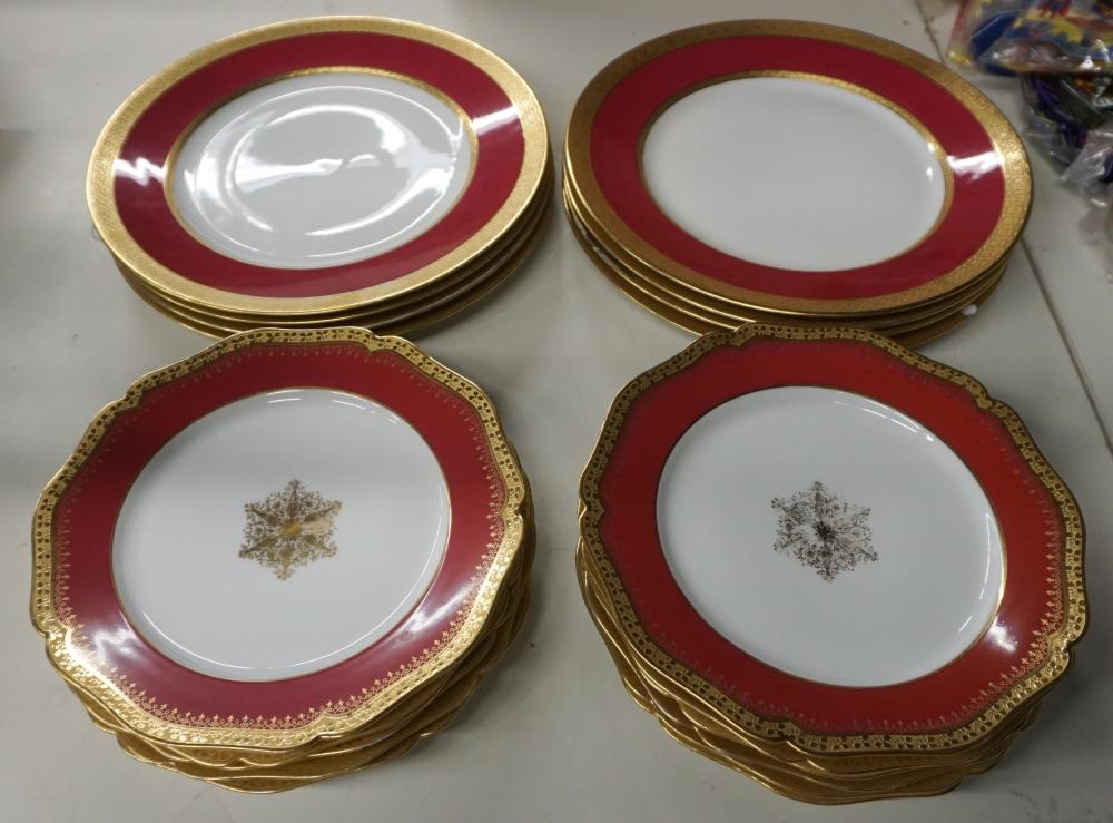 EIGHT LIMOGES PORCELAIN GILT AND