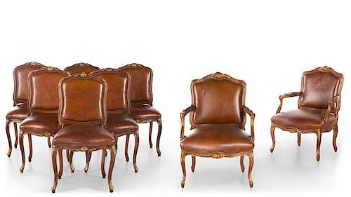 EIGHT LOUIS XV STYLE BEECHWOOD