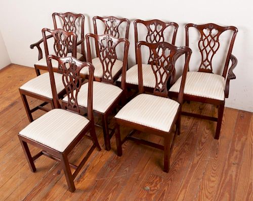 EIGHT MAHOGANY CHIPPENDALE STYLE