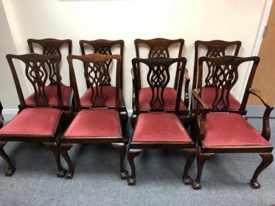 Eight mahogany dining chairs with