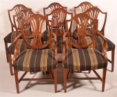 EIGHT MAHOGANY HEPPLEWHITE SHE