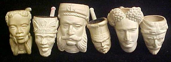 Eight Meerschaum pipes: six from