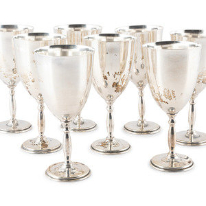 Eight Mexican Silver Goblets Mid