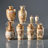 EIGHT MINIATURE SATSUMA VASESJ