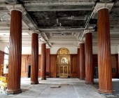 EIGHT MONUMENTAL WALNUT COLUMN