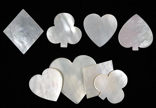EIGHT MOTHER OF PEARL TRUMP MARKERS