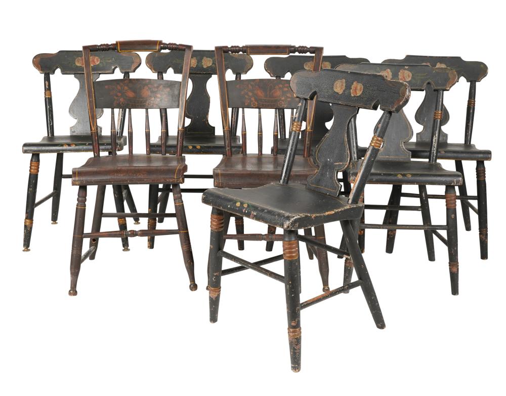EIGHT PAINTED HITCHCOCK-TYPE