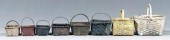 Eight painted oak split basket