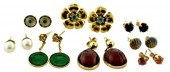 EIGHT PAIRS OF PIERCED EARRING