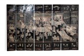 EIGHT PANEL ASIAN BLACK LACQUE