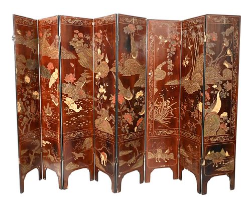 EIGHT PANEL CHINESE LACQUER