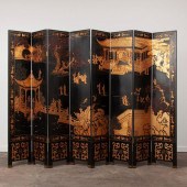 EIGHT-PANEL GILT LACQUER COROM