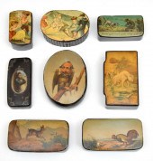 EIGHT PAPER MACHE SCENIC BOXES