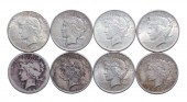 EIGHT PEACE DOLLARS 1923 VF, 1