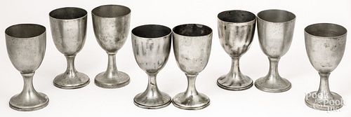 EIGHT PEWTER CHALICESEight pewter