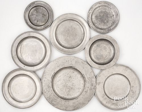 EIGHT PEWTER DISHESEight pewter