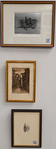 EIGHT PIECE FRAMED ETCHINGS