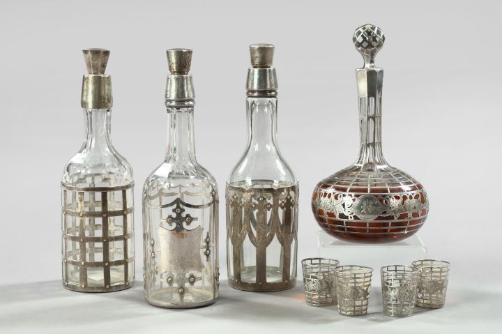 Eight-Piece Group of Silver-Overlay