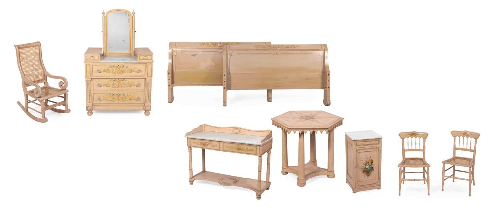 EIGHT-PIECE PAINTED BEDROOM SET