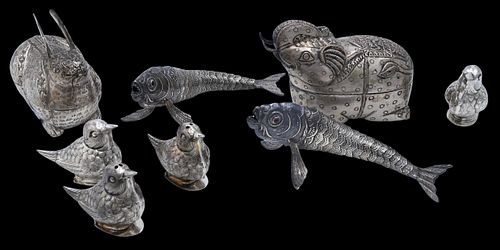 EIGHT PIECE SILVER ANIMAL