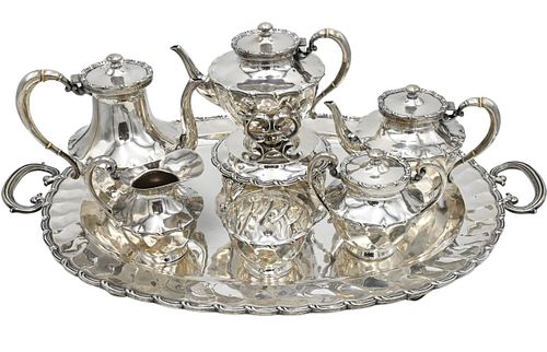 EIGHT PIECE STERLING SILVER TEA AND