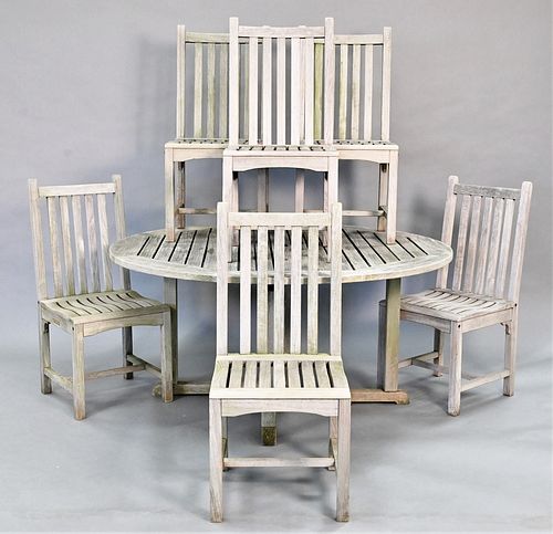 EIGHT PIECE TEAK OUTDOOR DINING