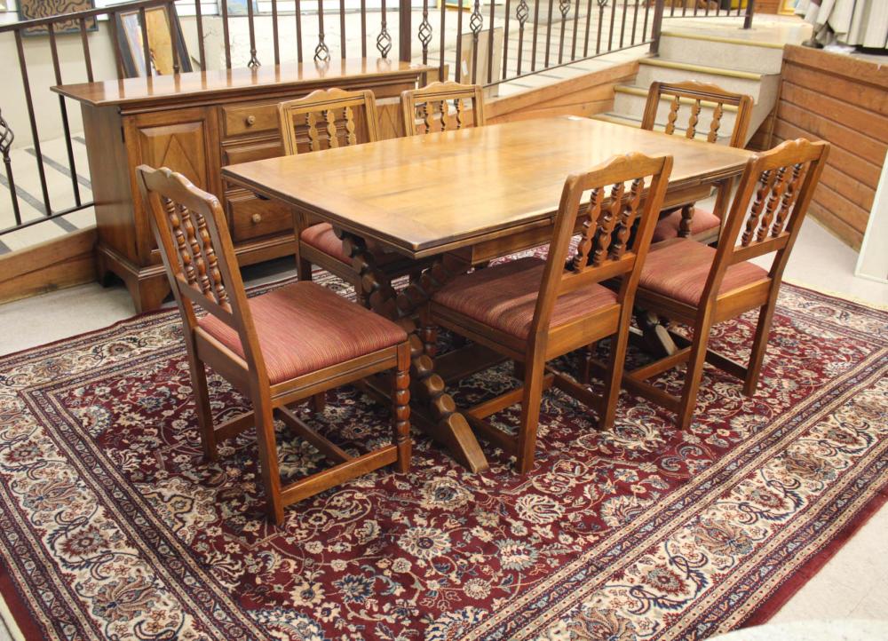 EIGHT-PIECE WALNUT DINING FURNITURE
