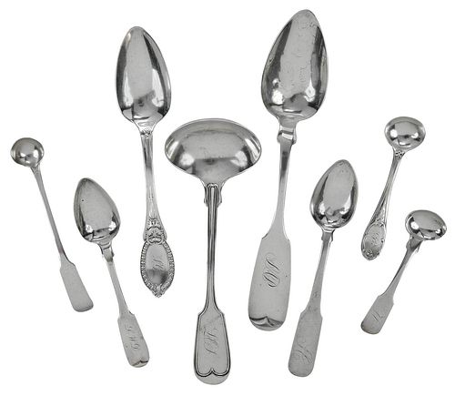 EIGHT PIECES GEORGIA COIN SILVER