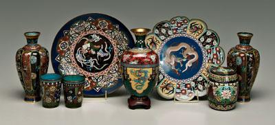 Eight pieces Japanese cloisonne,