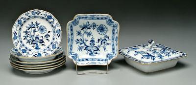 Eight pieces Meissen Blue Onion: