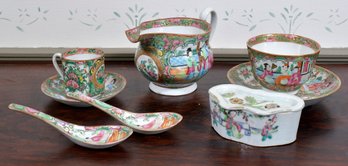 Eight pieces of antique Rose