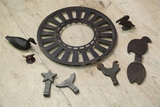 EIGHT PIECES OF CAST IRON. Five