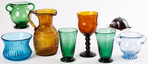 EIGHT PIECES OF CLEVENGER BLOWN