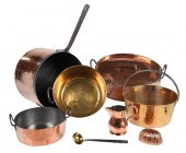 EIGHT PIECES OF COPPER AND BRA