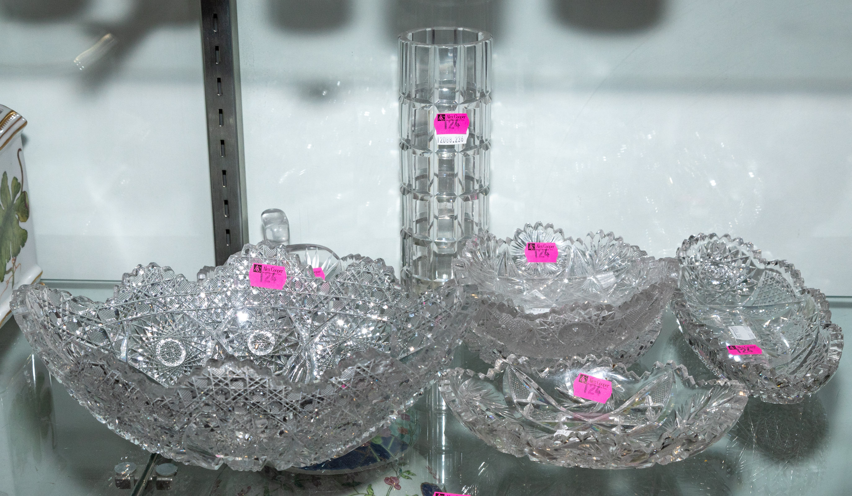 EIGHT PIECES OF CUT GLASS