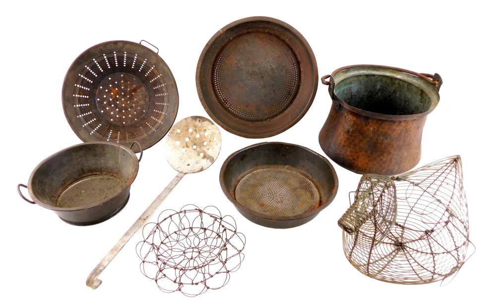 EIGHT PIECES OF METAL COOKWARE
