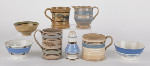 Eight pieces of mochaware 19th c. ?