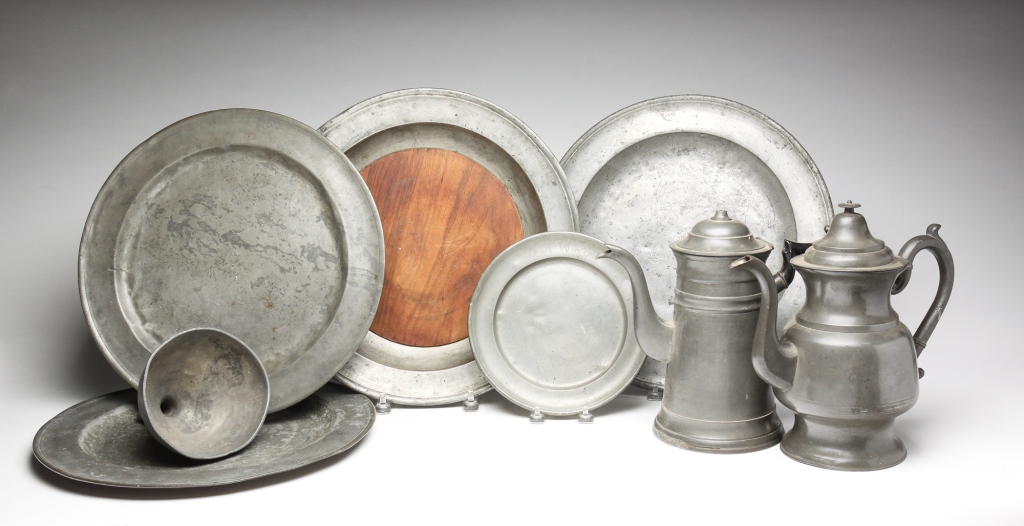 EIGHT PIECES OF PEWTER. American