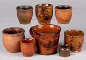 EIGHT PIECES OF REDWARE, 19TH