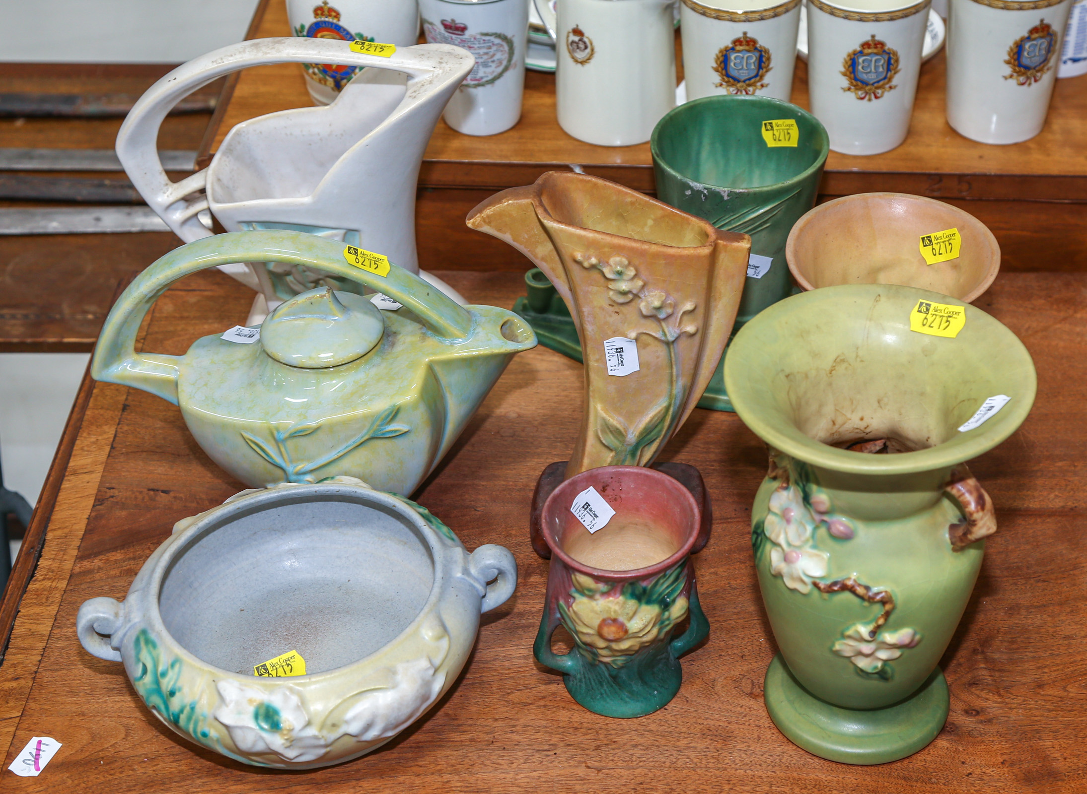 EIGHT PIECES OF ROSEVILLE ART