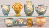 EIGHT PIECES OF ROSEVILLE ART