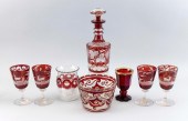 EIGHT PIECES OF RUBY BOHEMIAN
