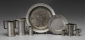 Eight pieces pewter: bowl, "ES