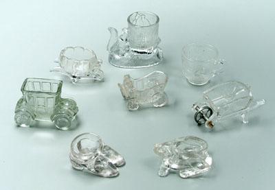 Eight pieces pressed glass: