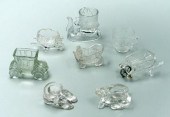 Eight pieces pressed glass: in